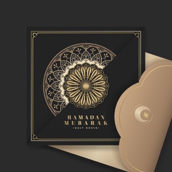 Black eid mubarak postcard