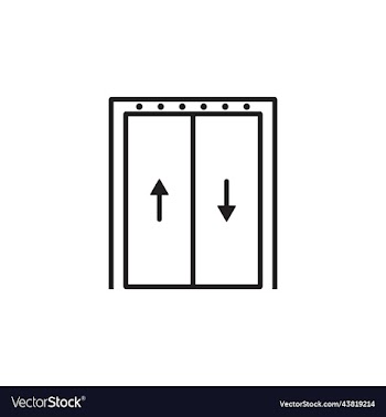 black elevator line art icon