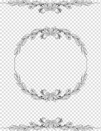 Black floral border illustration, Vintage clothing Frames , circular border transparent background PNG clipart