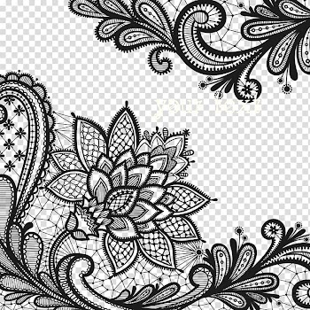 Black floral borders, Lace flowers transparent background PNG clipart
