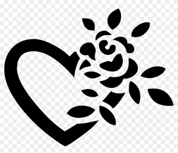 Black Floral Flower Heart Love Romance Silhouette - Love Flower Black And White