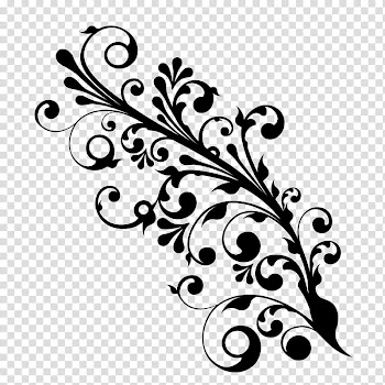 Black floral frame transparent background PNG clipart