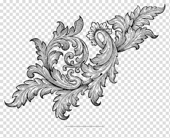 Black floral illustration, Baroque Ornament Scroll Acanthus, ornament frame transparent background PNG clipart