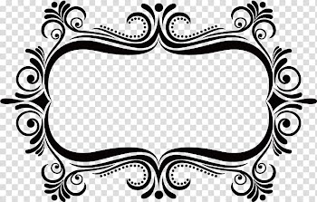 Black floral illustration, frame , Classic ancient flower box transparent background PNG clipart