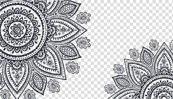 Black floral , Ornament Mehndi , Black flower frame transparent background PNG clipart