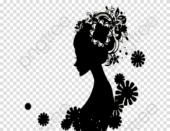 Black Flower Girl Silhouette, Flower Clipart, Black, Girl PNG ...