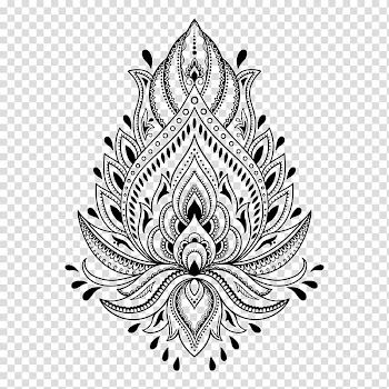 Black flower , Henna Tattoo Mehndi Stencil Template, henna transparent background PNG clipart