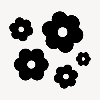 Black flower sticker, cute flat | Free PSD - rawpixel