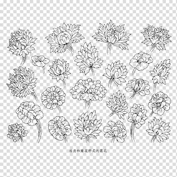 Black flowers illustration, Tibet flower pattern transparent background PNG clipart
