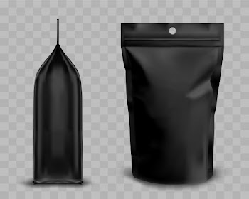 Black foil pouch with zipper, doypack for food Free Vector