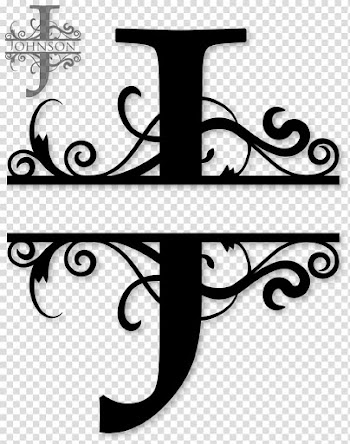 Black frame , Monogram Letter , J transparent background PNG clipart