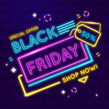 Black friday background neon design Free Vector
