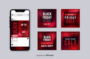 Black friday instagram post collection Free Vector