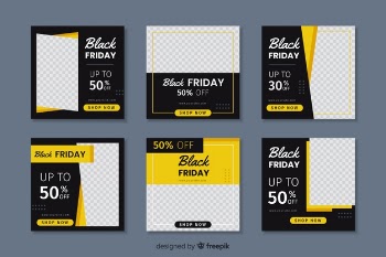 Black friday instagram post collection Free Vector