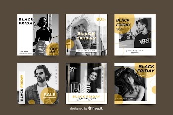 Black friday instagram post collection Free Vector