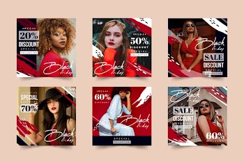 Black friday instagram post pack Free Vector