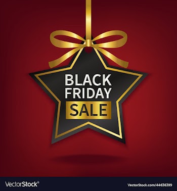 black friday sale price tag with gold ribbon