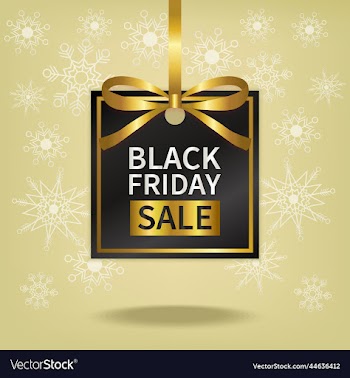 black friday sale price tag with gold ribbon