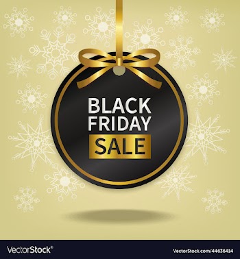 black friday sale price tag with gold ribbon