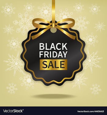 black friday sale price tag with gold ribbon