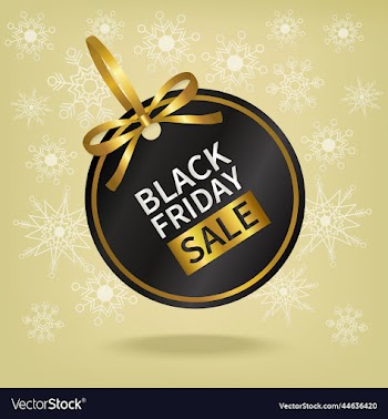 black friday sale price tag with gold ribbon