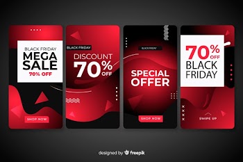 Black friday social media stories collection Free Vector