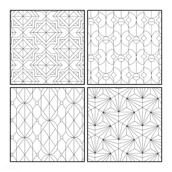 Black geometric seamless patterns set on whit.. | Free stock vector - 544419