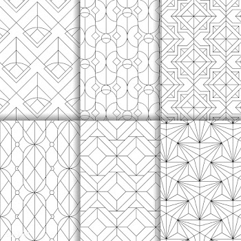 Black geometric seamless patterns set on whit.. | Free stock vector - 544462