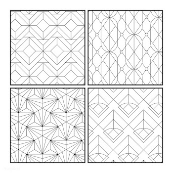 Black geometric seamless patterns set on whit.. | Free stock vector - 544473