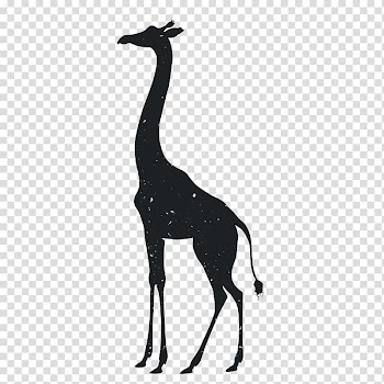 Black giraffe illustration, Giraffe Tiger Silhouette Animal Drawing, Animal Silhouettes transparent background PNG clipart