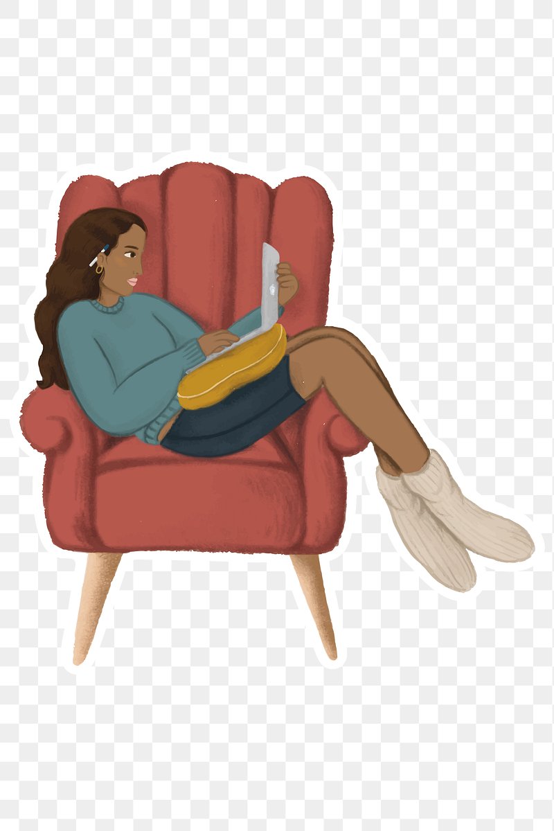 Black girl leaning on armchair | Free PNG Sticker - rawpixel