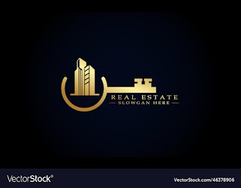 black gold real estate logo construction design