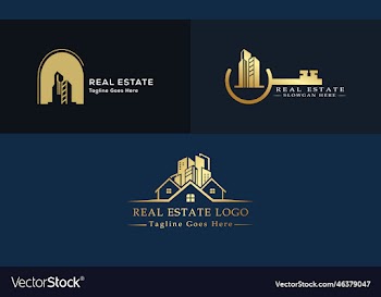 black gold real estate logo construction design