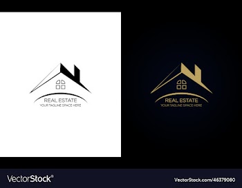 black gold real estate logo construction design