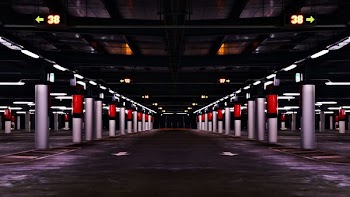 black, gray, and red concrete posts