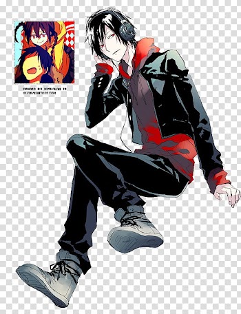 Black haired male anime character transparent background PNG clipart