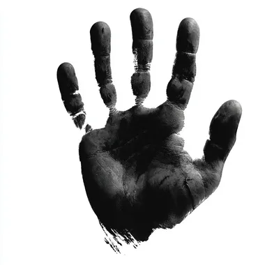 Black Hand Print on White Background Black Hand Print on White Background