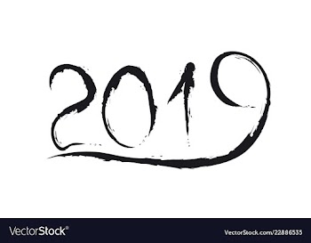 Black handwritten brush lettering of 2019 vector image