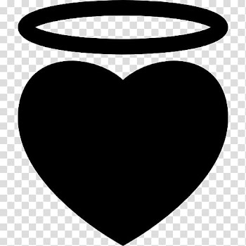 Black heart and halo , Black and white Angel Drawing Halo , heart wing transparent background PNG clipart