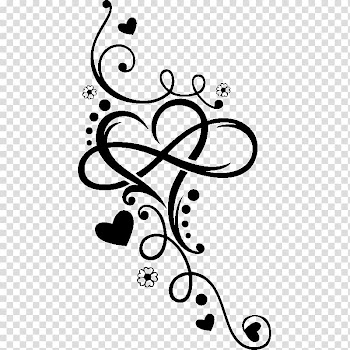 Black hearts illustration, Infinity Heart Tattoo Henna T-shirt, arabesque motif transparent background PNG clipart