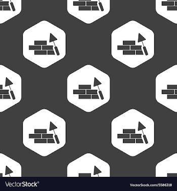Black hexagon building wall pattern vector image