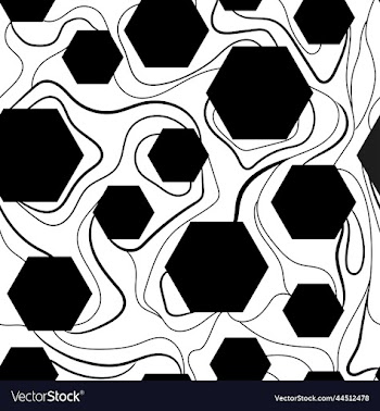black hexagons or honeycombs