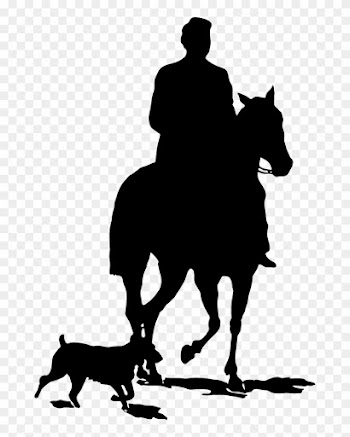 Black Horse Silhouette Clipart, Man With Horse And - He Coming Or Going