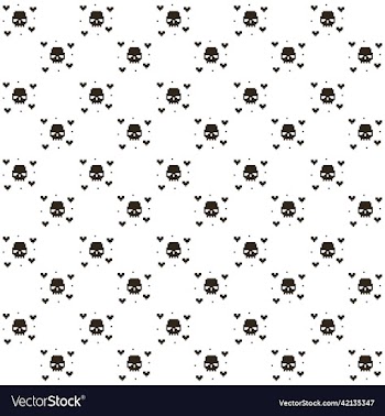 black human skull with abstract hearts