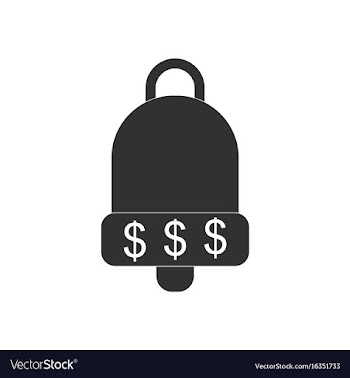 Black icon on white background bell with dollar vector image