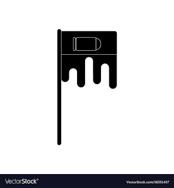 Black icon on white background bloody flag with vector image