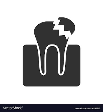 Black icon on white background broken tooth vector image