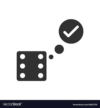 Black icon on white background dice and check mark vector image