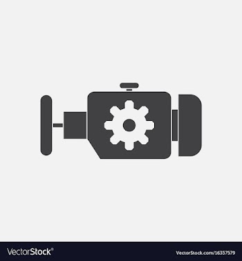 Black icon on white background engine and gear vector image