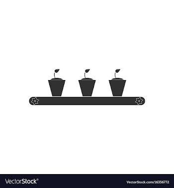Black icon on white background flowerpots on shelf vector image